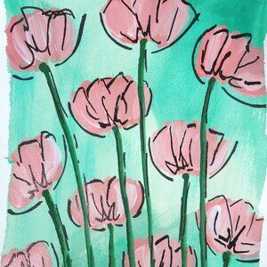 Untitled Floral Original Painting By Artist Rachael Potter